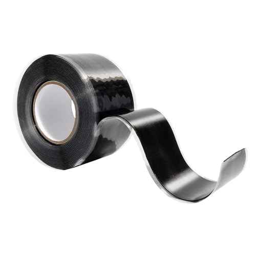 Self-Fusing Silicone Tape - No Adhesive Grip Tape for Bike Handlebar, Fishing Pole, Pull-Up Bar, Bicycle (Black, 5 FT)