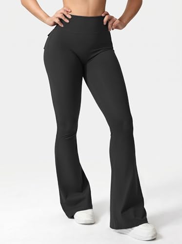 MaaGcc Flare Leggings for Women - Bootcut Workout Yoga Pants with Pockets - Medium / Black