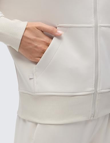 CRZ YOGA SoftAura Full Zip Sweatshirt for Women - Medium Milky White