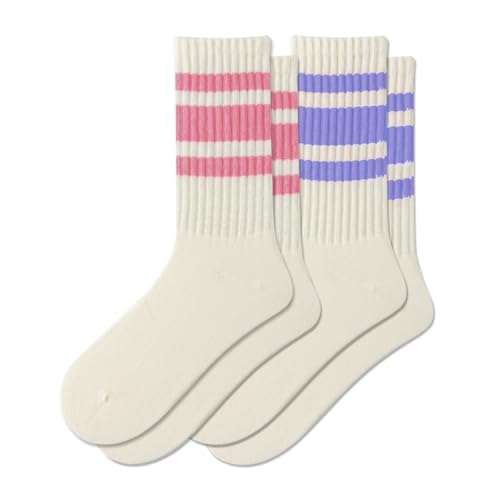 Fun Novelty Retro Striped Crew Socks For Women Sporty Calf Casual Cotton Tube Socks Women