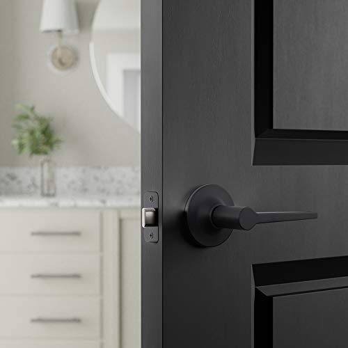 Amazon Basics Passage Door Lever Handle - Reversible, Fits 1-3/8" to 1-3/4" Doors - Matte Black - 1 Pack (Variation 1)