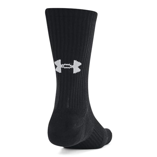 Unisex Adult Cotton Crew Socks Multipacks - Large, Black & White, Under Armour