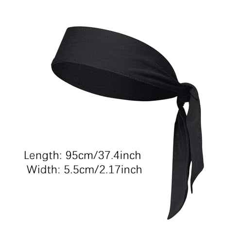 Sucrain 3pcs Head Ties Headband Sports Sweatband Adjustable Ninja Karate Head Band Sweat Wicking Workout Headband for Men Women Basketball, Running, Tennis, Athletics
