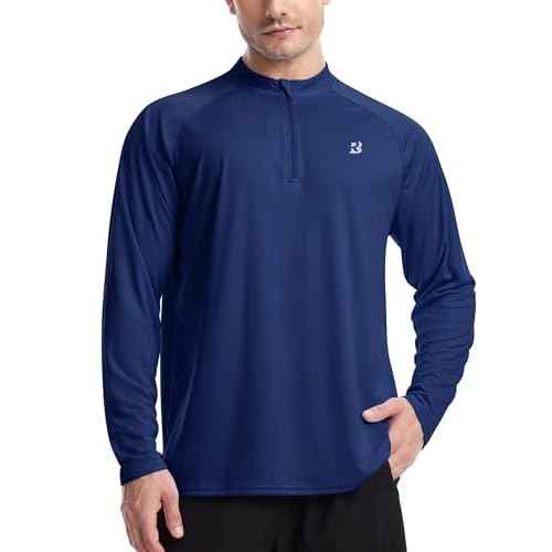 Roadbox Men's 1/4 Zip Pullover Long Sleeve, UPF 50+ UV Sun Protection Shirts, Swim Rash Guard Tops for Running Fishing