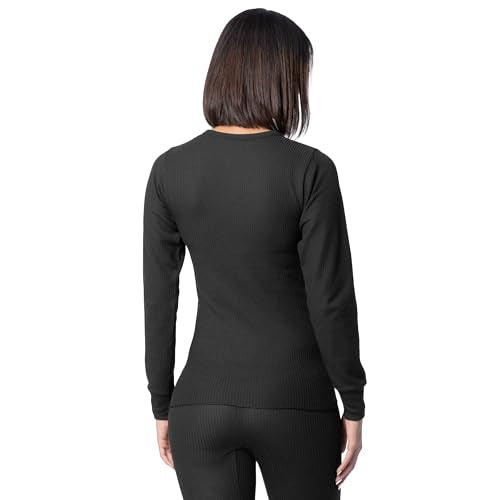 Indera Women's Thermal Long Johns Crew Top Small Black
