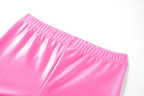 Girls Gymnastics Leotard with Sparkly Shorts and Hollow Back – 4-5T Green Pink