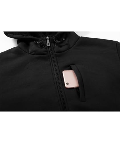 X-Large Heavyweight Fleece Hoodie for Men - Thick Sherpa Lined Full Zip Sweatshirt