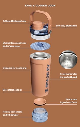 20 oz Sage Grey Vitalize Shaker Bottle with Insulation & Storage — Leakproof