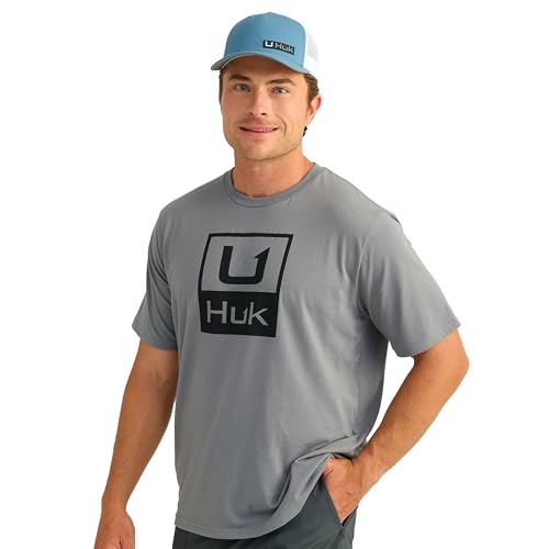 Performance Fishing T-Shirt for Men - Huk Stacked Logo Night Owl Medium