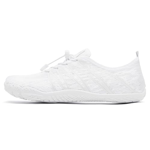 Water Shoes for Men Women Quick-Dry Aqua Shoes for Beach & Outdoor Swimming - White, Size 9 Women / 8 Men - Wz1117