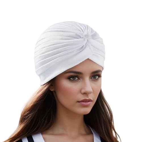 Women Men Turban Hat, Vintage Polyester Pleated Head Wrap Headband Cross Twist Arab Hair Wrap Chemo Turban Headwear
