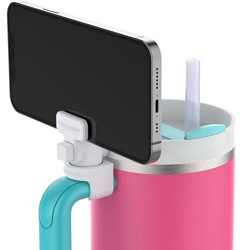 HydraClip Phone Attachment - Watch, Carry, Record, & Stay Organized, Use as Phone Stand or Tripod, Hands Free Detachable, Stanley Cup Accessories, Spring Loaded Secure Grip (White)