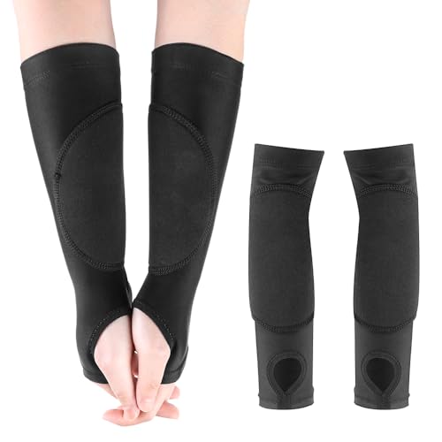 10 Inch Volleyball Arm Sleeves with Padding and Thumb Hole - Black, 1 Pair