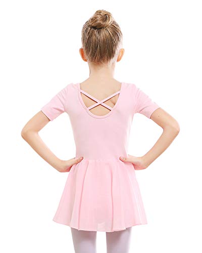 Girls Toddler Ballet Leotard Dress - Pink Cross Back, Size 5-6 Years