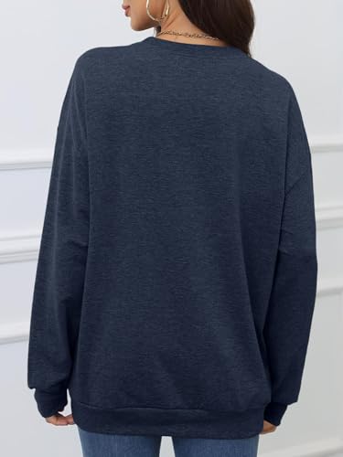 Women's Oversized Crewneck Sweatshirt - Navy Large / 32# Casual Loungewear