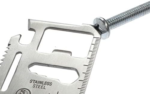 SE 11-Function Stainless Steel Survival Pocket Tool - Compact, Credit Card-Sized Multi-Tool with Leatherette Case - Ideal for Camping, Hiking, and Outdoor Activities- MT908-1