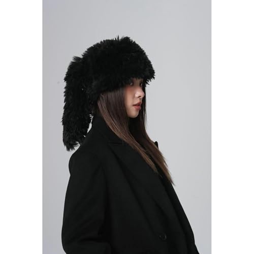 Y2K Plush Hat for Women Fuzzy Cute Beanie Bunny Ears Hat Fluffy Hat Skull Cap Winter Warm Hat Christmas Halloween