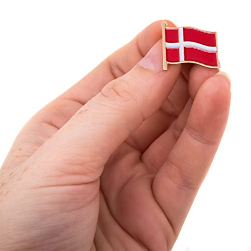 Enamel Finish Metal Lapel Pin - Desert Cactus Denmark Flag Waving Design