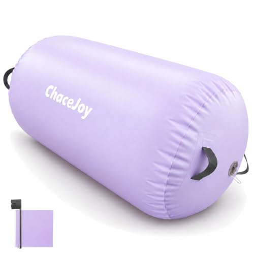 Purple Gymnastics Air Barrel Back Handspring Trainer Inflatable Tumbling Roller for Home Practice (L)39.3"x(Dia)23.6" No Pump