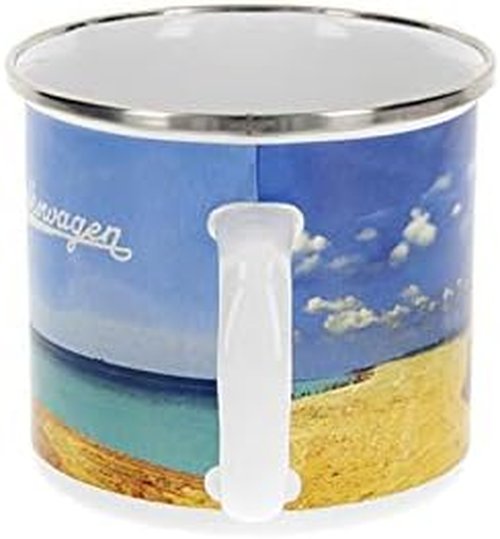 BRISA VW Collection - Volkswagen Large Enamel Coffee-Tea Mug Cup for Camping & Outdoor T1 Bus Campervan (500 ml/16.9 fl oz/Parade/Blue)
