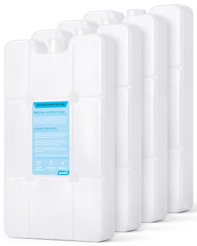 Reusable Gel Ice Packs for Cooler and Lunch Box - Set of 4 Slim Freezable Ice Packs