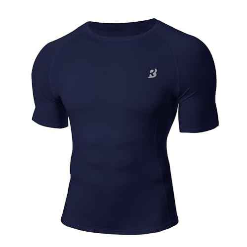 Roadbox Compression Shirt Men Short Sleeve, Cool Dry Base Layer Athletic Undershirts, Workout T-Shirt for Sports Gym Running