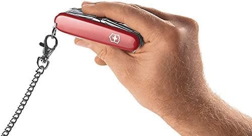 Victorinox Mountaineer Swiss Army Knife, 18 Function Swiss Army Knife with 2 Blades, Corkscrew, Scissor and Hook - Red