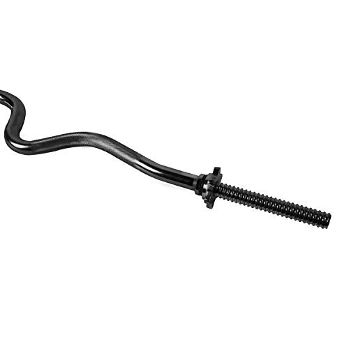 48-Inch Solid Steel Threaded Curl Bar for Weightlifting - Black