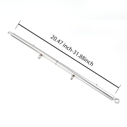 Heavy Duty Stainless Steel Expandable Spreader Bar with Red Furry Straps - Home Gym Fitness Equipment