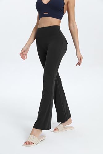 MaaGcc Flare Leggings for Women - Bootcut Workout Yoga Pants with Pockets - Medium / Black