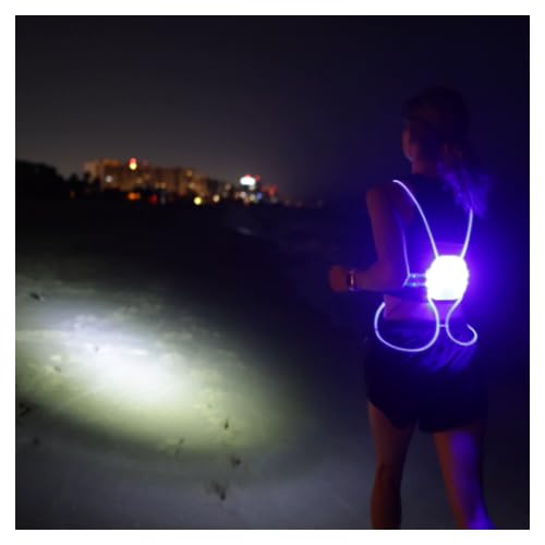OrigCharge Running Vest for Women, Reflective Running Lights Vest for Night Runners, Running Accessories High Visibility Vest, Safety Reflective Belt for Men, Reflector Running Gear- IPX5 Waterproof