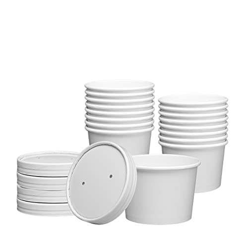 8 oz. Disposable Paper Food Containers with Vented Lids - Pack of 25