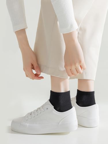 Women's Ankle Socks 6 Pairs - Thin Cotton Athletic Gym Socks - Variation of THIS listing: 9-11 / 6 Pairs(3 Black + 3 White)