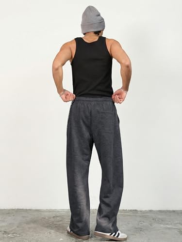 Men's Baggy Sweatpants Wide Leg Joggers Casual Pants Large Dark Grey