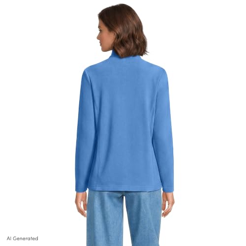 X-Large Women's Fleece Quarter Zip Pullover - Muted Cobalt Blue