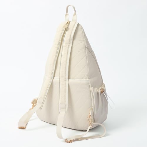 Chic Quilted Pickleball Sling Bag for Women - Beige, Waterproof & Lightweight