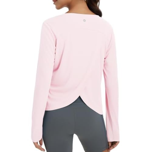 baleaf Women's Long Sleeve Workout Tops Athletic Shirts Split Back Running Gym Quick Dry Sun Protection UPF 50+