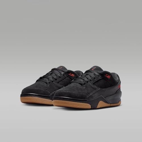 Jordan Flight Court Big Kids' Shoes (HF3333-001, Black/Gum Medium Brown/Varsity Red)