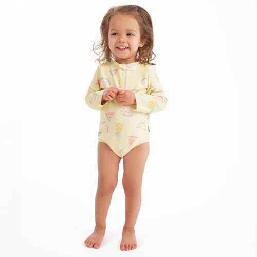 Gerber girls Toddler Long Sleeve One Piece Rashguard Swimsuit