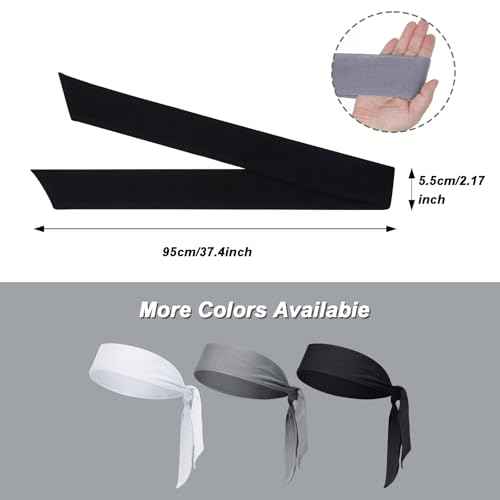 Sucrain 3pcs Head Ties Headband Sports Sweatband Adjustable Ninja Karate Head Band Sweat Wicking Workout Headband for Men Women Basketball, Running, Tennis, Athletics