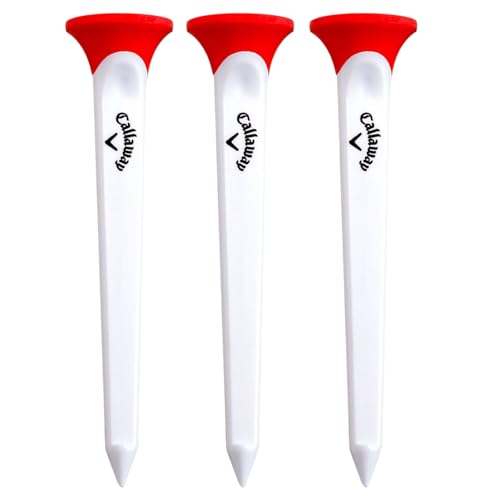 Callaway Plastic Golf Tees 10 Pack Red & White - Durable, Low-Spin Tee Set