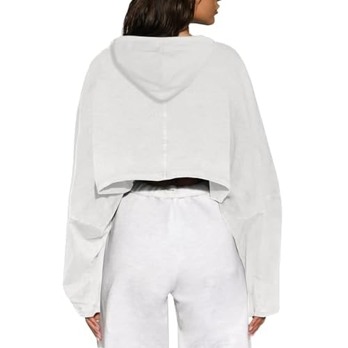 Remidoo Women's Hoodies Pullover Long Sleeve Cropped Sweatshirt Loose Shirt