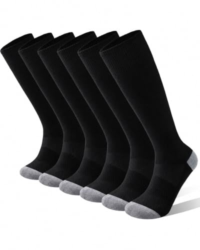 Kids Soccer Socks Youth Boys Knee High Sport Cushioned Socks - 8-12 Years, Black