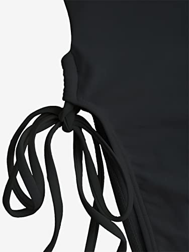 Women's Plunge One-Piece Swimsuit High Cut Thong Bathing Suit Medium Black