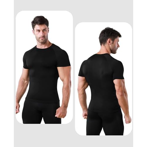 Niksa Men's Compression Shirts, Compression Shirts for Men Short Sleeve Athletic, Quick Dry Workout T Shirts Base Undershirt