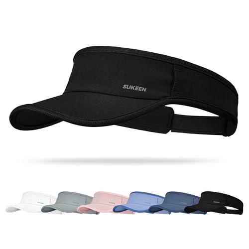 Black Lightweight Quick-Dry Sports Sun Visor with Sunglasses Slots for Golf & Tennis