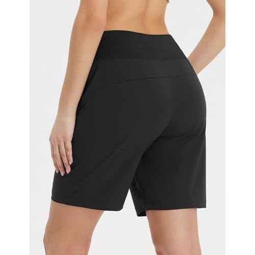 baleaf Women's 7" Athletic Running Shorts Long Workout Shorts High Waisted Quick Dry 4 Zipper Pockets UPF50+