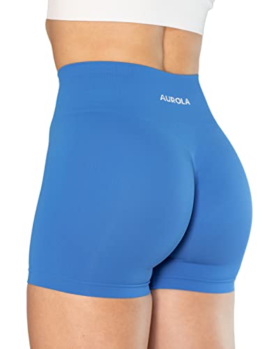 AUROLA Dream Collection Women Workout Shorts High Waist Gym Shorts Scrunch Butt Seamless Athletic Shorts - Diva Blue XL