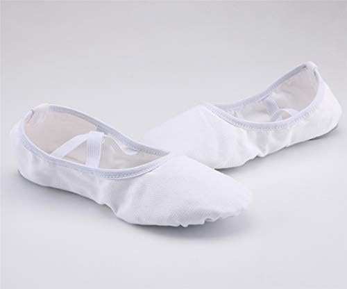 Women Canvas Ballet Slippers Dance Shoes - White Band, Adult