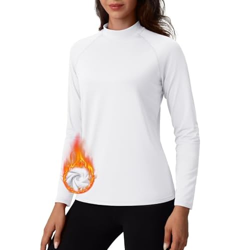 TACVASEN Women's Thermal Shirts Mock Turtle Neck Long Sleeve Undershirt Fleece Warm Athletic Tops Winter Base Layer
